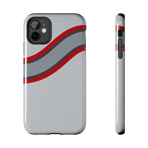 Coque de téléphone à rayures abstraites, motif géométrique argent et rouge (Avus Silver), cadeau rétro sport automobile image 2