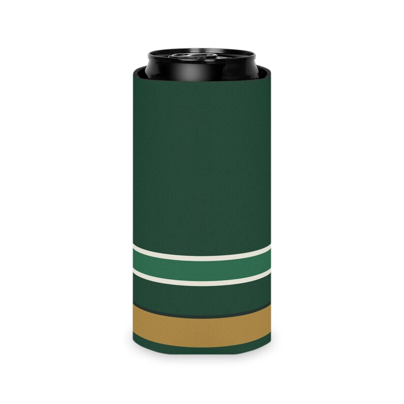 Abstract Racing Stripe Can Cooler, British Racing Green Brass Geometric Can Insulator (Brooklands Green), Motorsport Gift image 8