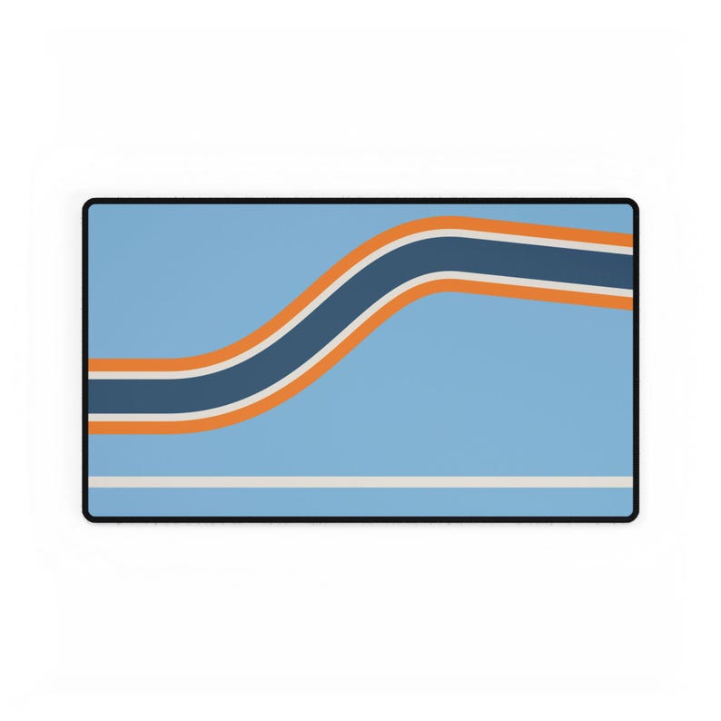 Abstract Racing Stripe Desk Mat, Powder Blue Marigold Geometric Desk Pad (Sarthe ’68), Gift for Car Lovers image 10