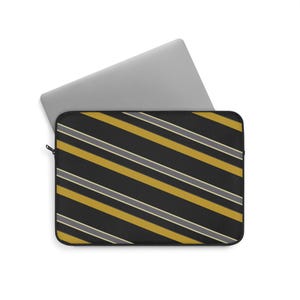 Abstract Racing Stripe Laptop Sleeve, Black Gold Geometric Laptop Case (Midnight and Gold), Gift for Car Lovers image 6
