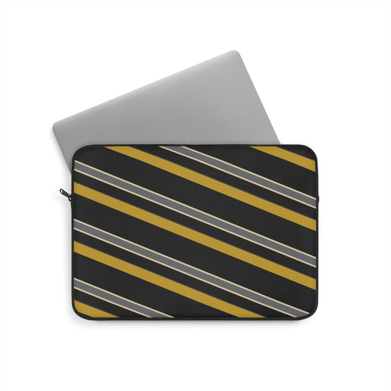 Abstract Racing Stripe Laptop Sleeve, Black Gold Geometric Laptop Case (Midnight and Gold), Gift for Car Lovers image 6