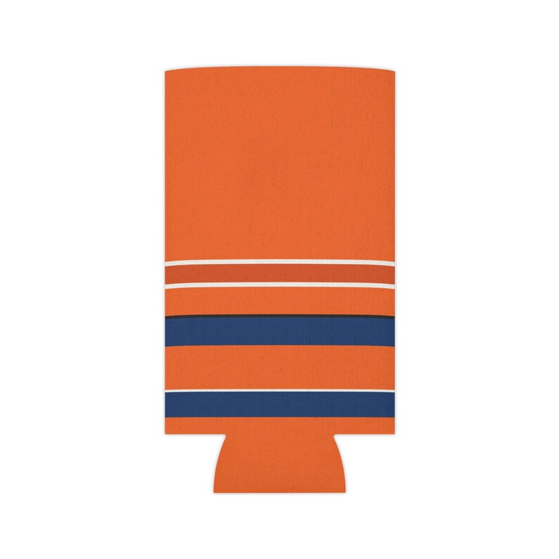 Abstract Racing Stripe Can Cooler, Orange Deep Blue Geometric Can Insulator (Zandvoort Orange), Motorsport Gift image 6