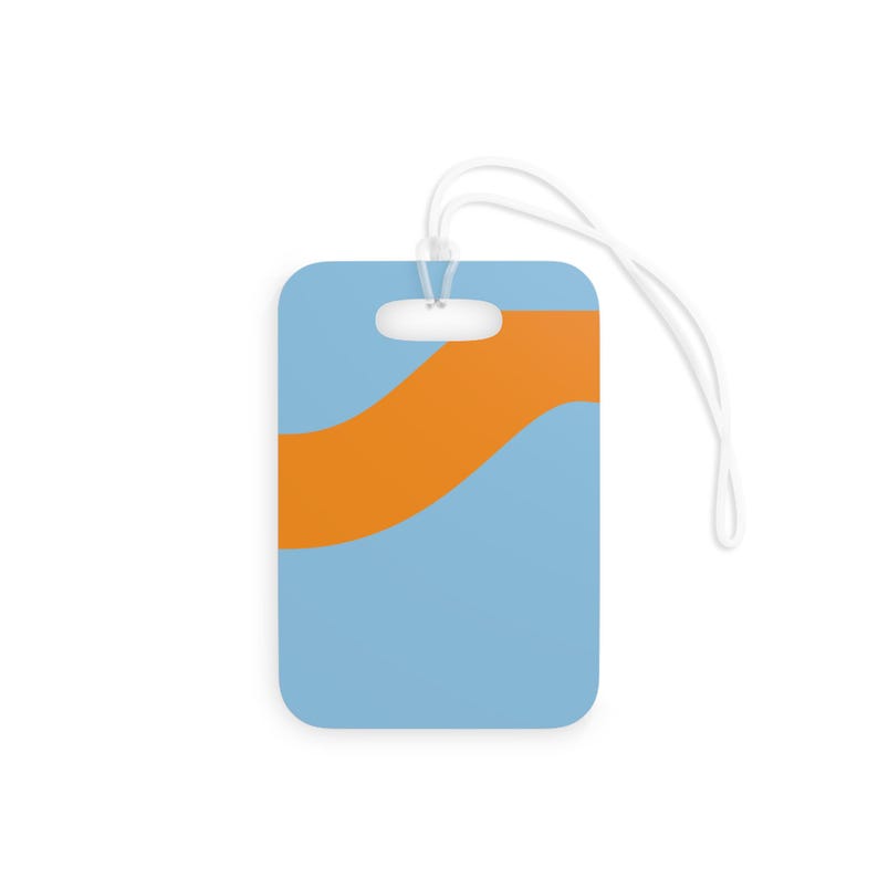 Abstract Racing Stripe Luggage Tag, Powder Blue Marigold Geometric Bag Tag (Sarthe ’68), Travel Gift for Him image 3