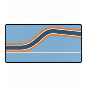 Abstract Racing Stripe Desk Mat, Powder Blue Marigold Geometric Desk Pad (Sarthe ’68), Gift for Car Lovers image 2
