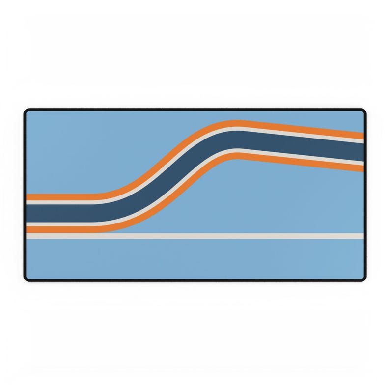Abstract Racing Stripe Desk Mat, Powder Blue Marigold Geometric Desk Pad (Sarthe ’68), Gift for Car Lovers image 2
