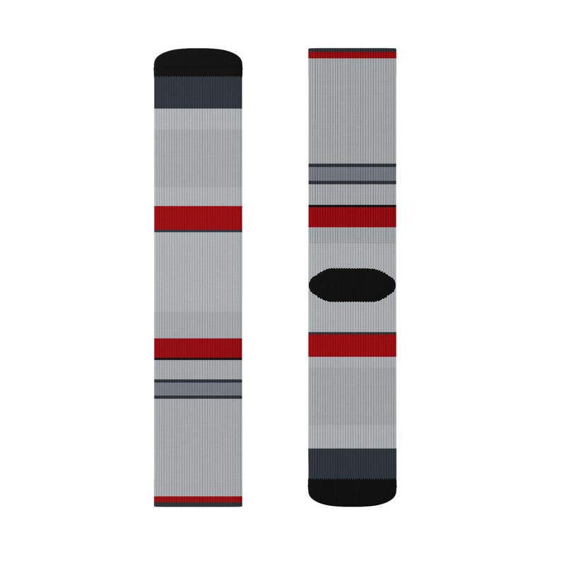 Abstract Racing Stripe Socks, Silver Racing Red Novelty Dress Socks (Avus Silver), Motorsport Gift for Him image 4