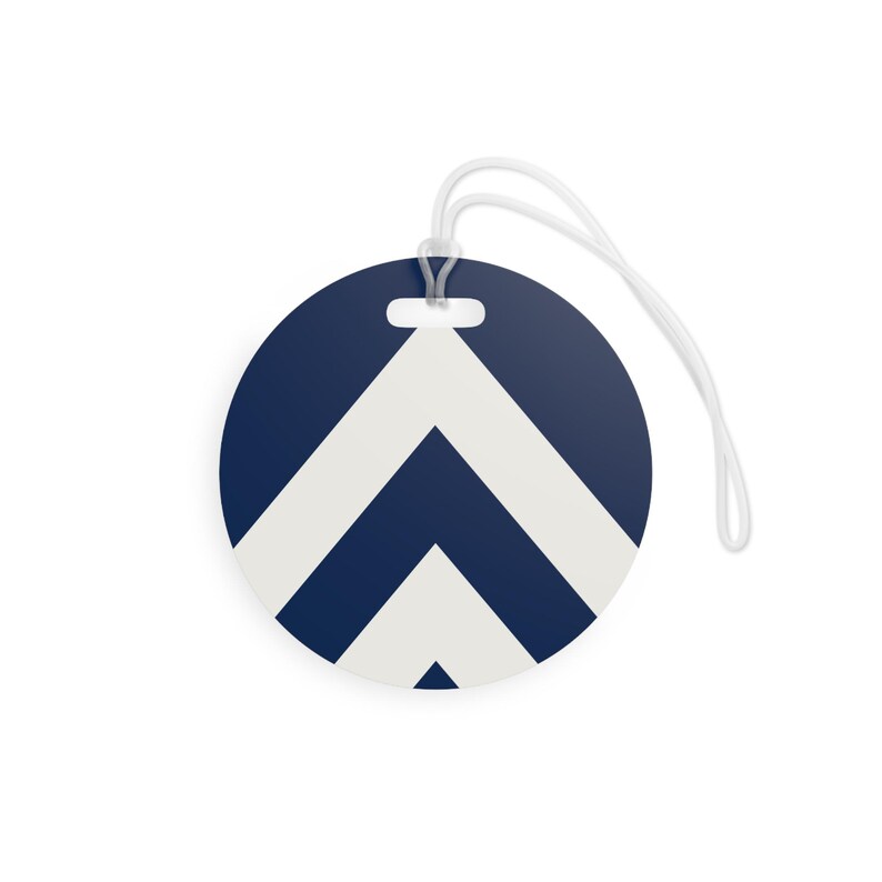 Abstract Racing Stripe Luggage Tag, Navy Azure Signal Red Geometric Bag Tag (Riviera Stripe), Travel Gift for Him Bild 7