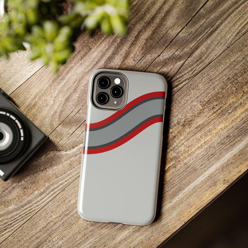 Coque de téléphone à rayures abstraites, motif géométrique argent et rouge (Avus Silver), cadeau rétro sport automobile image 13