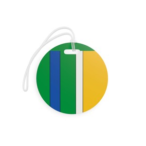 Abstract Racing Stripe Luggage Tag, Green Yellow Blue Geometric Bag Tag (Enstone ’92), Travel Gift for Him image 3