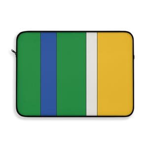 Abstract Racing Stripe Laptop Sleeve, Green Yellow Blue Geometric Laptop Case (Enstone ’92), Gift for Car Lovers image 4