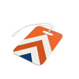 Abstract Racing Stripe Luggage Tag, Orange Deep Blue Geometric Bag Tag (Zandvoort Orange), Travel Gift for Him image 4