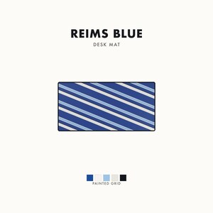 Abstract Racing Stripe Desk Mat, French Racing Blue Bone Geometric Desk Pad (Reims Blue), Gift for Car Lovers image 1