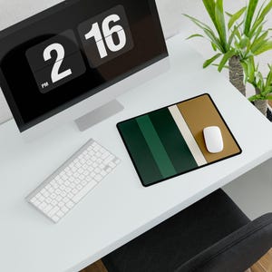 Abstract Racing Stripe Desk Mat, British Racing Green Brass Geometric Desk Pad (Brooklands Green), Gift for Car Lovers image 8