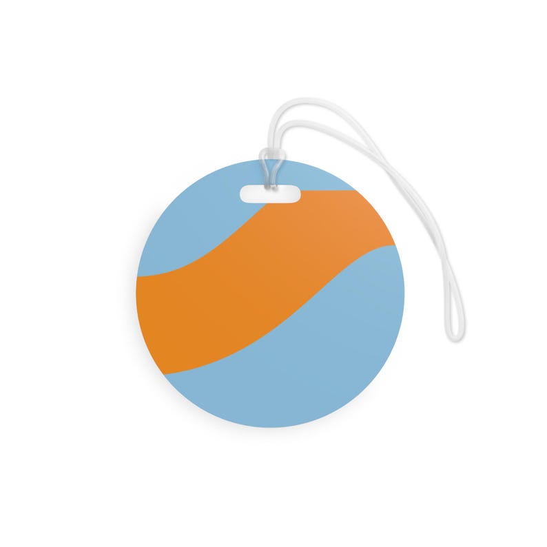 Abstract Racing Stripe Luggage Tag, Powder Blue Marigold Geometric Bag Tag (Sarthe ’68), Travel Gift for Him image 7
