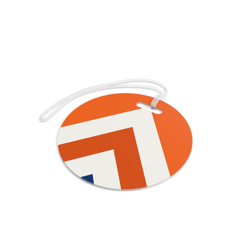 Abstract Racing Stripe Luggage Tag, Orange Deep Blue Geometric Bag Tag (Zandvoort Orange), Travel Gift for Him image 8