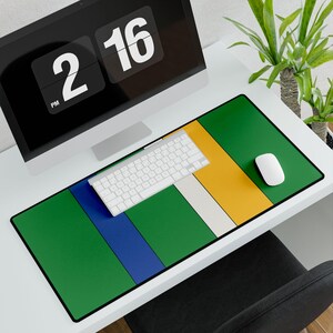 Abstract Racing Stripe Desk Mat, Green Yellow Blue Geometric Desk Pad (Enstone ’92), Gift for Car Lovers image 4