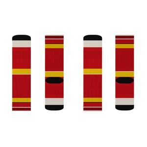 Abstract Racing Stripe Socks, Racing Red Shield Yellow Novelty Dress Socks (Modena Red), Motorsport Gift for Him image 11