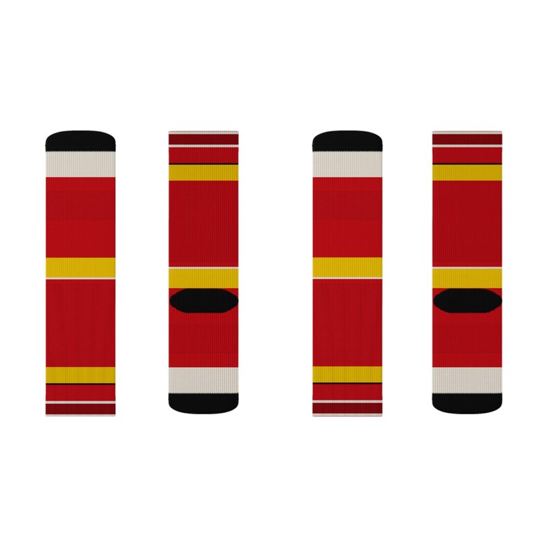 Abstract Racing Stripe Socks, Racing Red Shield Yellow Novelty Dress Socks (Modena Red), Motorsport Gift for Him image 11