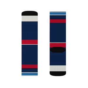 Abstract Racing Stripe Socks, Navy Azure Signal Red Novelty Dress Socks (Riviera Stripe), Motorsport Gift for Him image 13