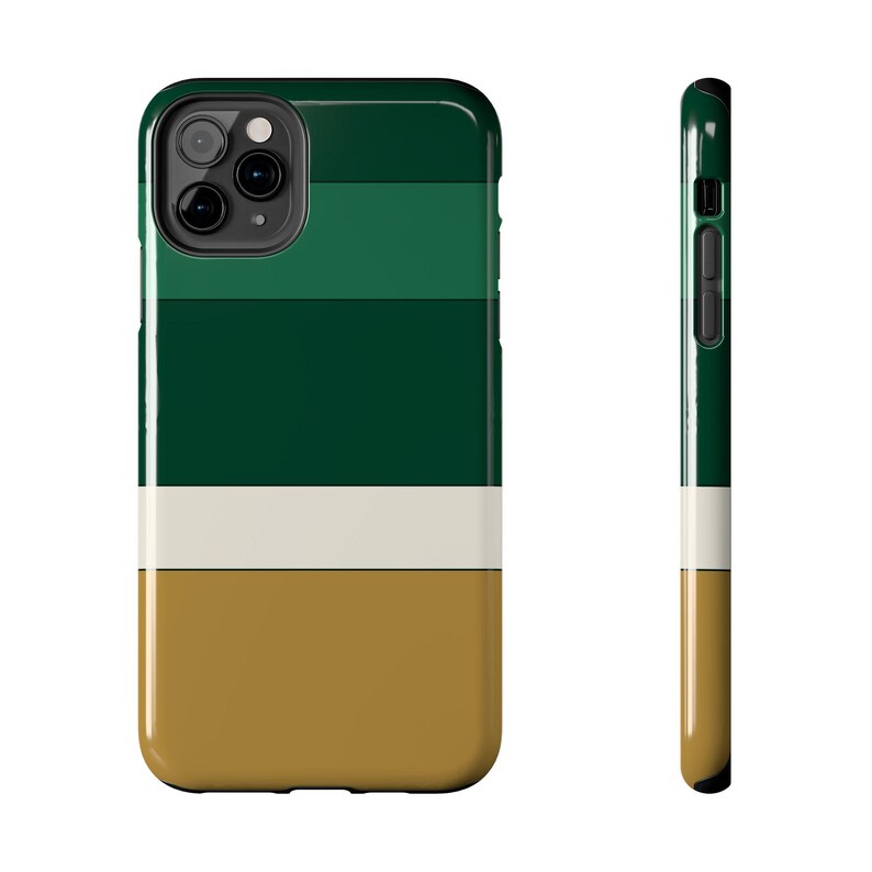 Abstrakcyjne etui na telefon z wyścigowymi paskami, mosiężna geometryczna obudowa w kolorze British Racing Green (Brooklands Green), prezent w stylu retro Motorsport zdjęcie 14