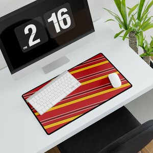 Abstract Racing Stripe Desk Mat, Racing Red Shield Yellow Geometric Desk Pad (Modena Red), Gift for Car Lovers image 12