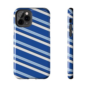 Abstract Racing Stripe Phone Case, French Racing Blue Bone Geometric Cover (Reims Blue), Retro Motorsport Gift image 8