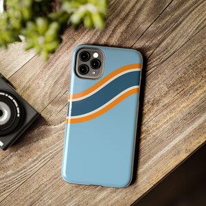Coque de téléphone à rayures de course abstraites, motif géométrique bleu poudré et souci (Sarthe ’68), cadeau rétro sport automobile image 19