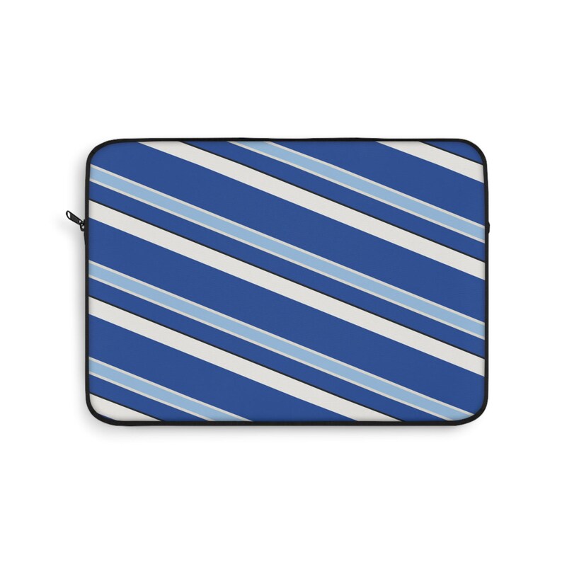 Abstract Racing Stripe Laptop Sleeve, French Racing Blue Bone Geometric Laptop Case (Reims Blue), Gift for Car Lovers image 5