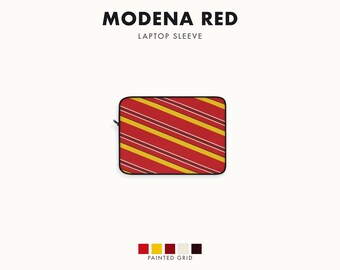 Abstract Racing Stripe Laptop Sleeve, Racing Red Shield Yellow Geometric Laptop Case (Modena Red), Gift for Car Lovers