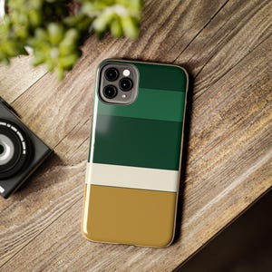 Abstrakcyjne etui na telefon z wyścigowymi paskami, mosiężna geometryczna obudowa w kolorze British Racing Green (Brooklands Green), prezent w stylu retro Motorsport zdjęcie 19