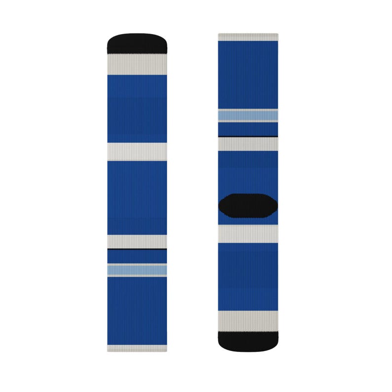 Abstract Racing Stripe Socks, French Racing Blue Bone Novelty Dress Socks (Reims Blue), Motorsport Gift for Him image 8