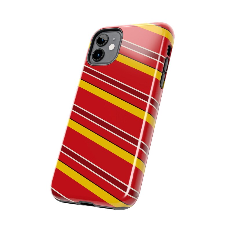 Abstract Racing Stripe Phone Case, Racing Red Shield Yellow Geometric Cover (Modena Red), Retro Motorsport Gift image 4