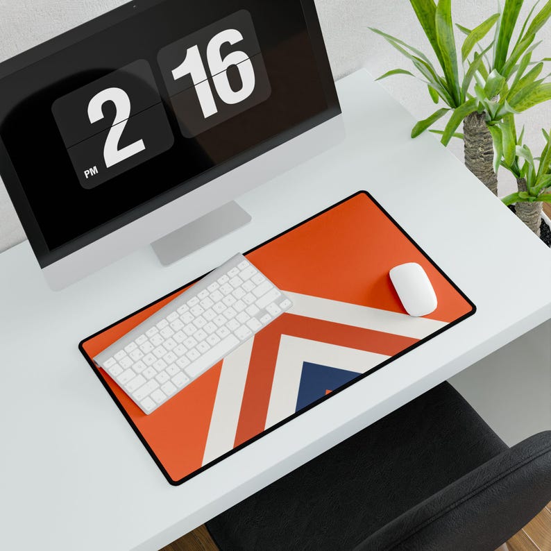 Abstract Racing Stripe Desk Mat, Orange Deep Blue Geometric Desk Pad (Zandvoort Orange), Gift for Car Lovers image 12