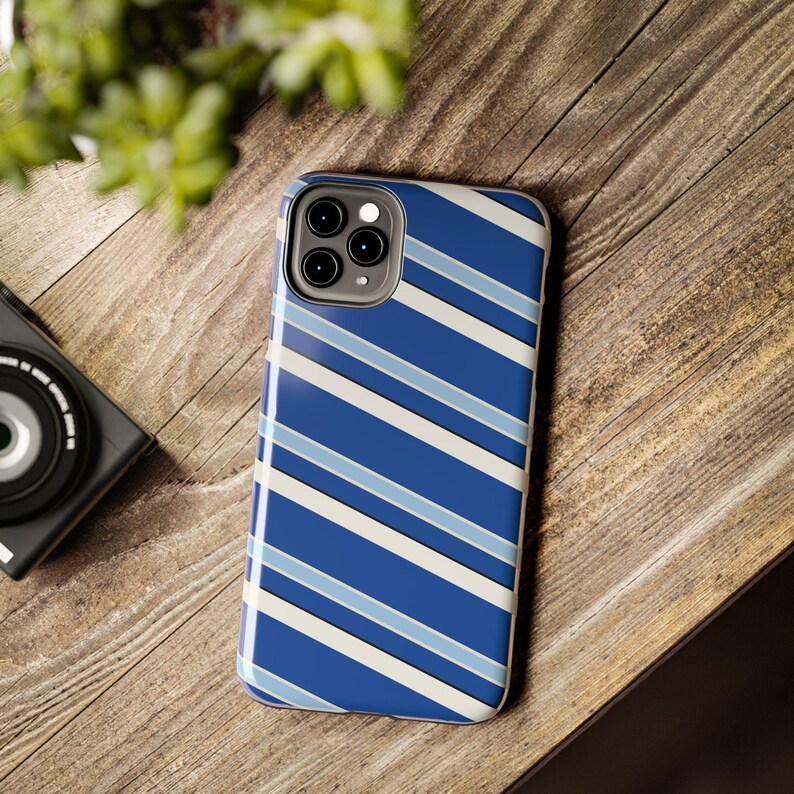 Abstract Racing Stripe Phone Case, French Racing Blue Bone Geometric Cover (Reims Blue), Retro Motorsport Gift image 19
