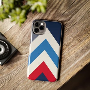 Abstract Racing Stripe Phone Case, Navy Azure Signal Red Geometric Cover (Riviera Stripe), Retro Motorsport Gift image 19