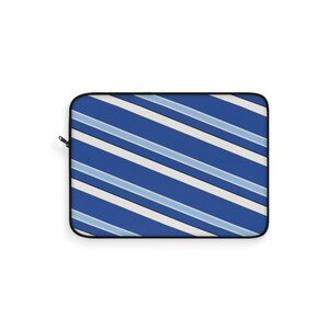 Abstract Racing Stripe Laptop Sleeve, French Racing Blue Bone Geometric Laptop Case (Reims Blue), Gift for Car Lovers image 2