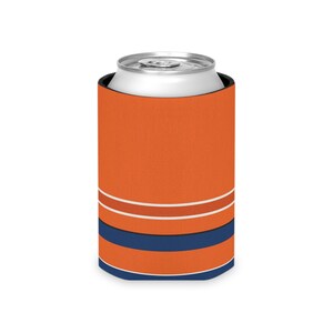 Abstract Racing Stripe Can Cooler, Orange Deep Blue Geometric Can Insulator (Zandvoort Orange), Motorsport Gift image 4