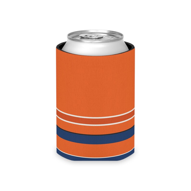 Abstract Racing Stripe Can Cooler, Orange Deep Blue Geometric Can Insulator (Zandvoort Orange), Motorsport Gift image 4