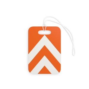 Abstract Racing Stripe Luggage Tag, Orange Deep Blue Geometric Bag Tag (Zandvoort Orange), Travel Gift for Him image 3