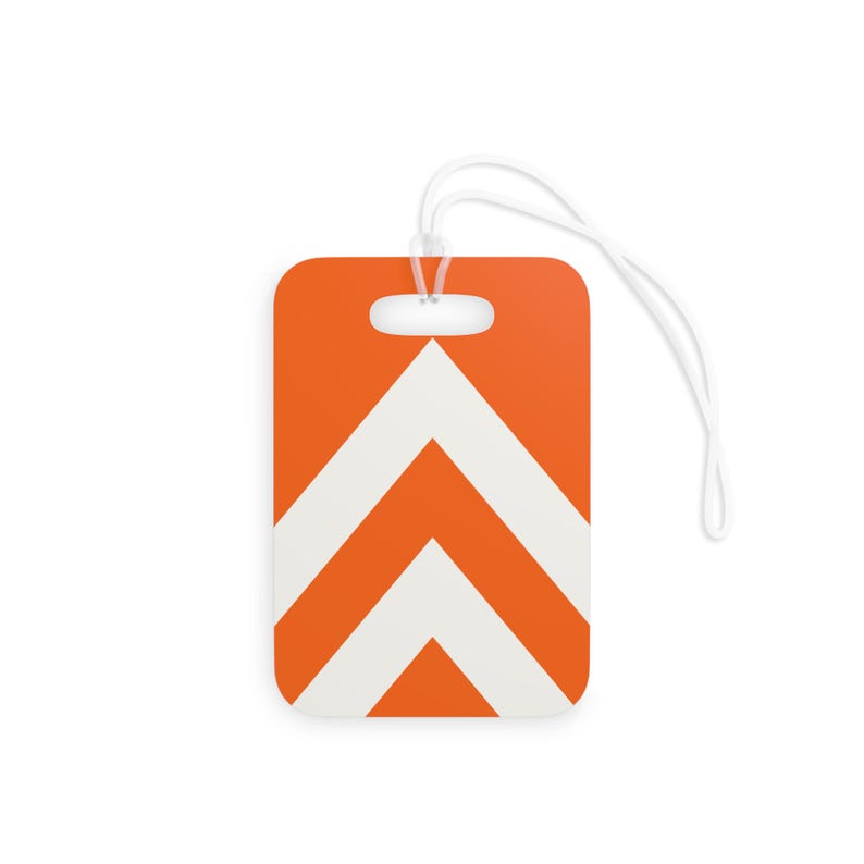Abstract Racing Stripe Luggage Tag, Orange Deep Blue Geometric Bag Tag (Zandvoort Orange), Travel Gift for Him image 3