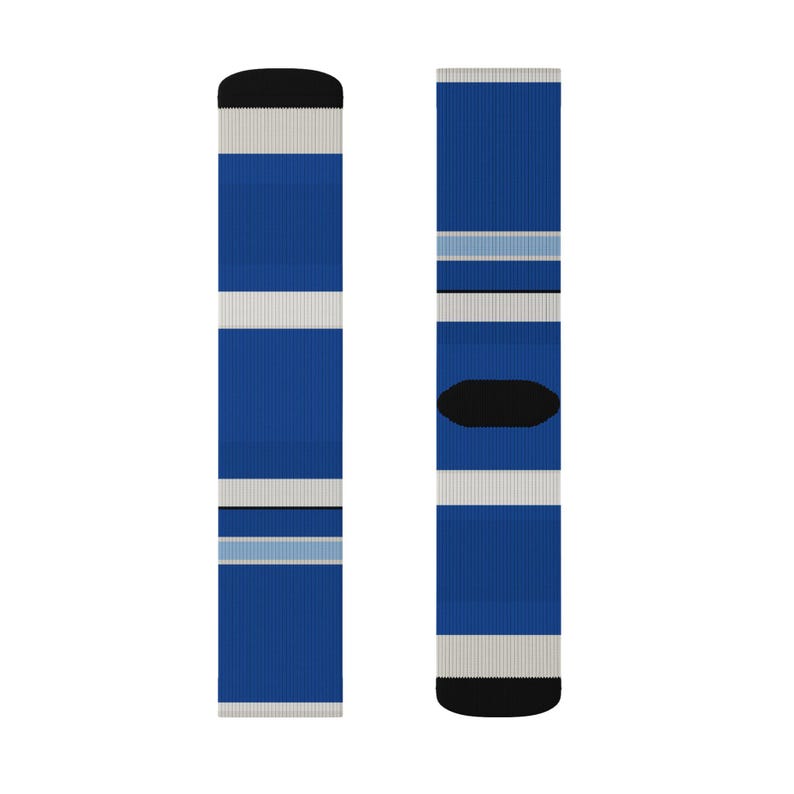 Abstract Racing Stripe Socks, French Racing Blue Bone Novelty Dress Socks (Reims Blue), Motorsport Gift for Him image 5