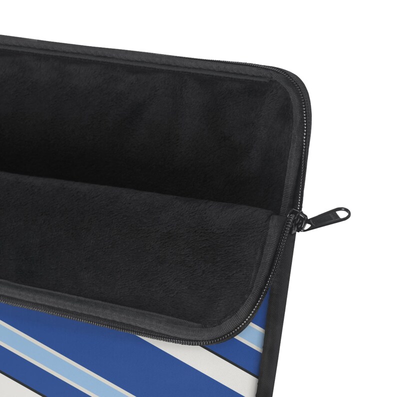 Abstract Racing Stripe Laptop Sleeve, French Racing Blue Bone Geometric Laptop Case (Reims Blue), Gift for Car Lovers image 7