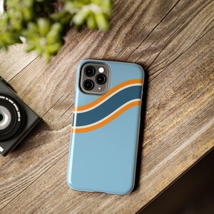 Coque de téléphone à rayures de course abstraites, motif géométrique bleu poudré et souci (Sarthe ’68), cadeau rétro sport automobile image 13