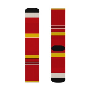 Abstract Racing Stripe Socks, Racing Red Shield Yellow Novelty Dress Socks (Modena Red), Motorsport Gift for Him image 9