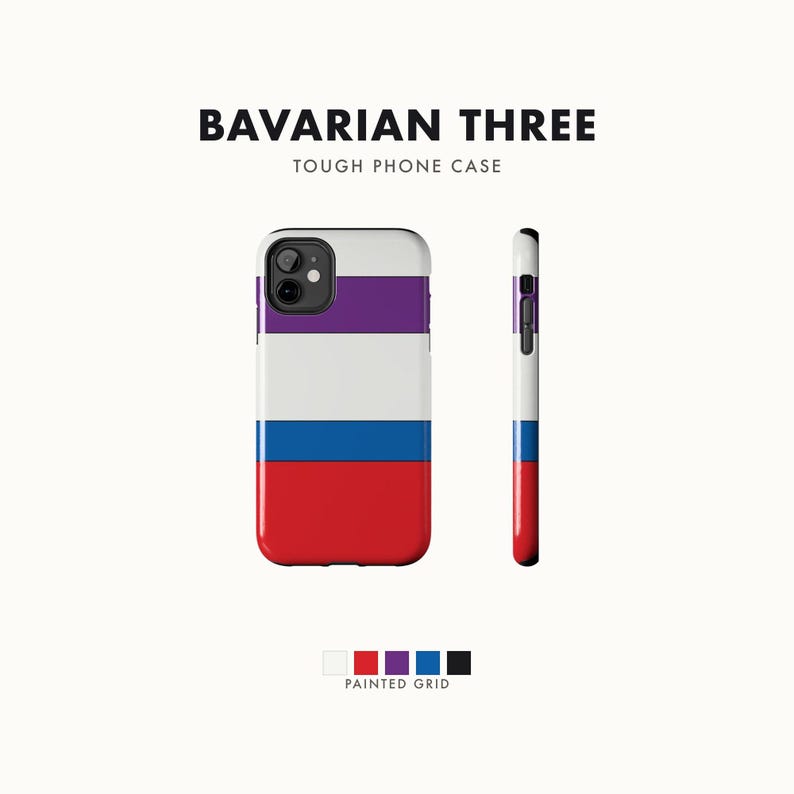 Abstract Racing Stripe Phone Case, Light Blue Violet Red Geometric Cover (Bavarian Three), Retro Motorsport Gift image 1