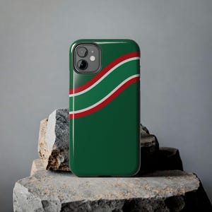 Abstract Racing Stripe Phone Case, Green White Red Geometric Cover (Bathurst Green), Retro Motorsport Gift image 6