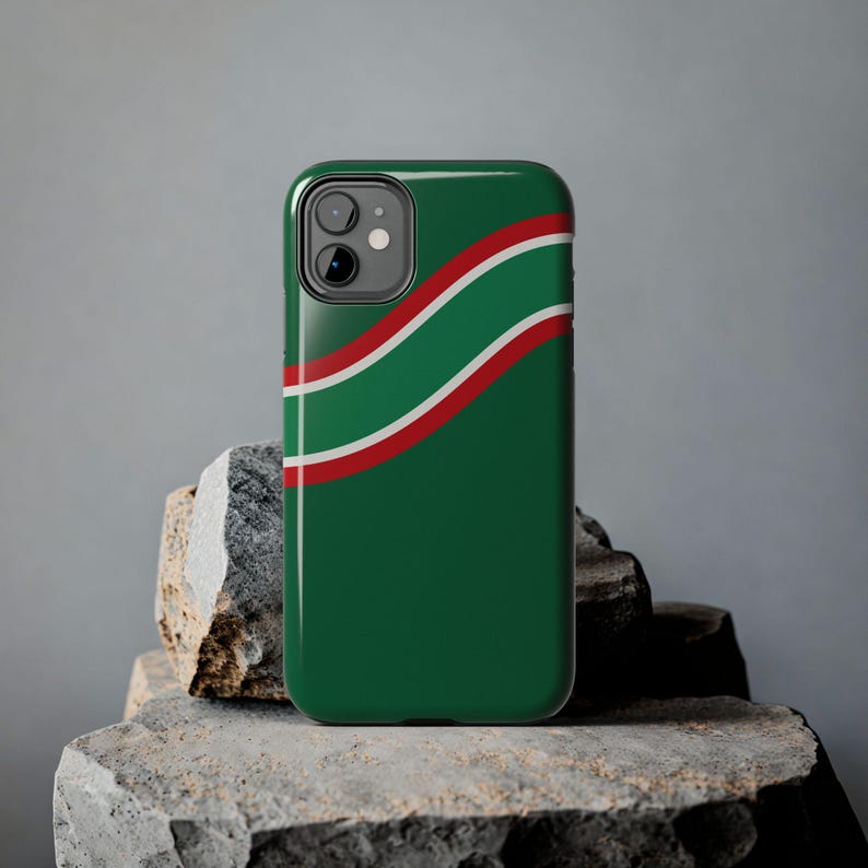 Abstract Racing Stripe Phone Case, Green White Red Geometric Cover (Bathurst Green), Retro Motorsport Gift image 6