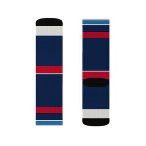 Abstract Racing Stripe Socks, Navy Azure Signal Red Novelty Dress Socks (Riviera Stripe), Motorsport Gift for Him image 12