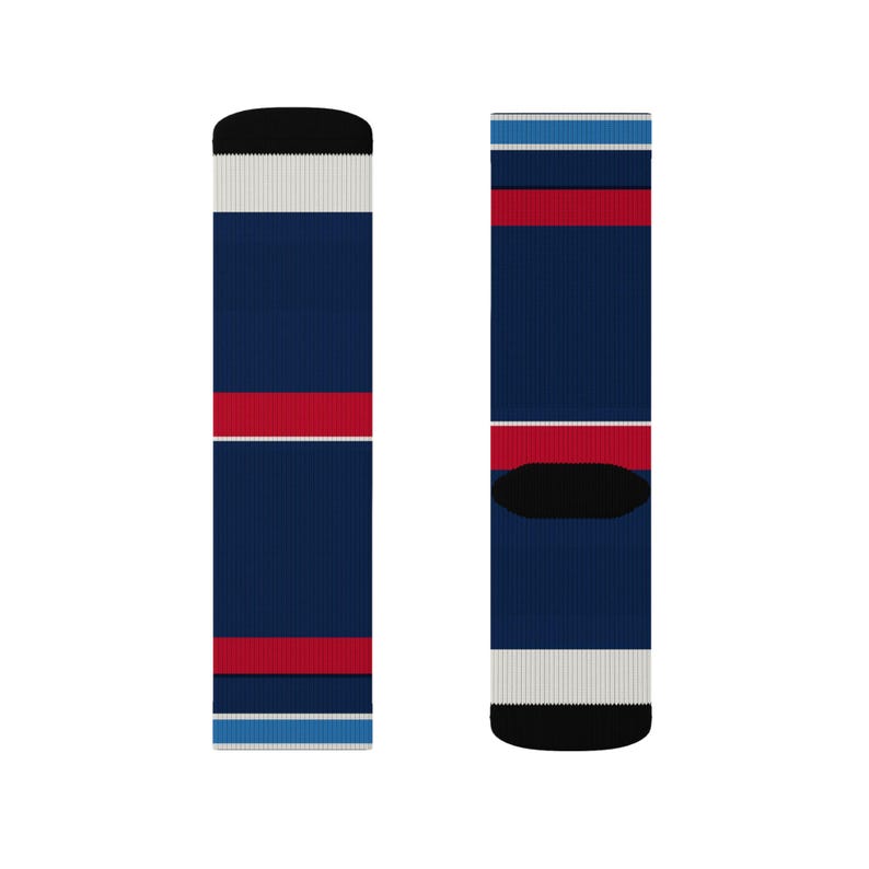 Abstract Racing Stripe Socks, Navy Azure Signal Red Novelty Dress Socks (Riviera Stripe), Motorsport Gift for Him image 12