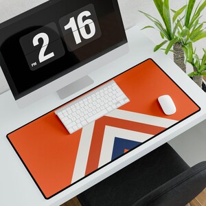 Abstract Racing Stripe Desk Mat, Orange Deep Blue Geometric Desk Pad (Zandvoort Orange), Gift for Car Lovers image 4